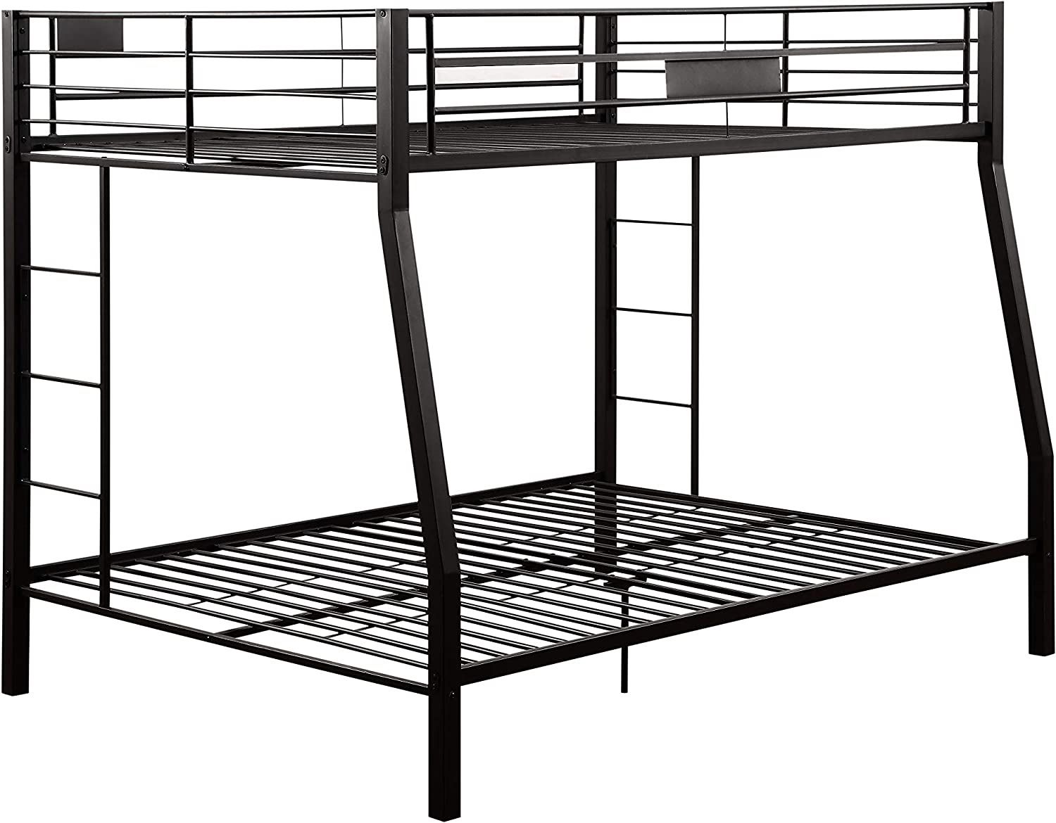 Bunk Bed, Full Size Over Queen Size Bunk Bed, Black