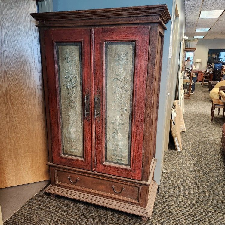 Beautiful Hand Painted Armoire Cabinet