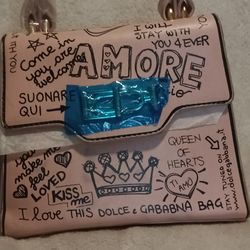 Pink D and G graffiti purse