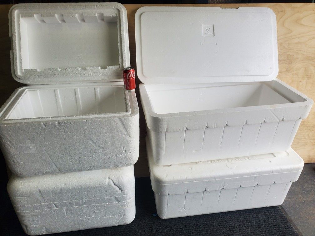 Large ($10) and Extra Large ($15) Styrofoam Coolers