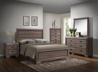 Queen size bedroom set (b.bed, dresser, nightstand, mirror)🎈📦🛏