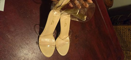 Clear Strap  Nude Women's Heeled Sandals Size 11