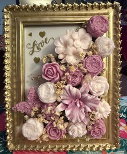 5x7 frame gift candle flowers $25