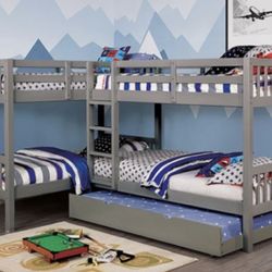 L-Shaped Quadruple Twin Bunk Bed