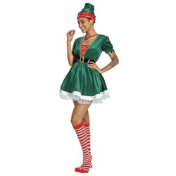 Women Christmas Elf Green Costume Dress Set Size 12-14 New 