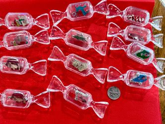 Christmas Enamel Charms with Candy-Shaped Plastic Containers
