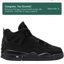 Air jordan Retro 4 Kids Grade School Black Cat Size 6.5