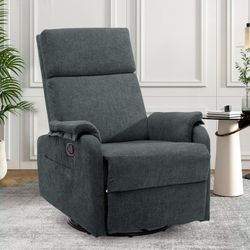 New Swivel Rocker Recliner Chair for Small Spaces Chenille for Living Room,Dark Grey
