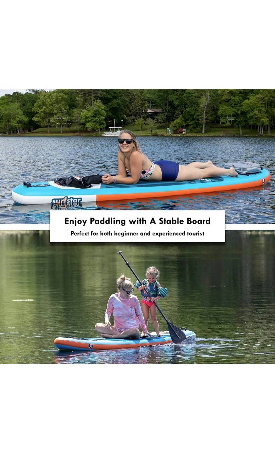 Inflatable Paddle Board, Stand Up Paddle Boards for Adults, 10’6’’x33’’x6” Paddleboard Lightweight SUP with Premium Ankle Leash, Floating Paddle, Dual