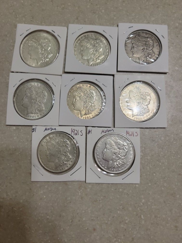 1921 P, D And S Morgan Silver Dollars. $42 Each