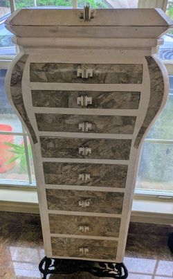 Tesselated Stone Jewelry Armoire with eight drawers