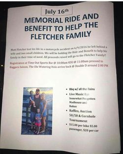 Memorial ride and benefit run for the Fletcher family