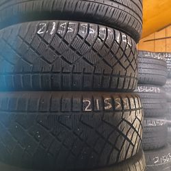 Pair 215/6/55/17 used AT tires