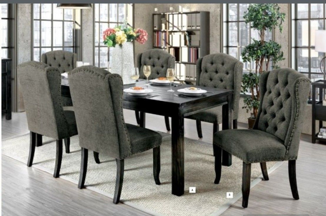 7 Piece Wingback Dining Set - Table & 6 Chairs