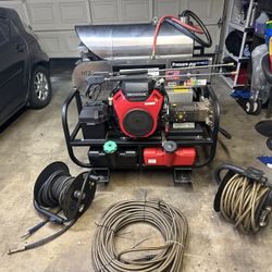 Pressure-Pro 4000 PSI Hot Water Pressure Washer Skid – Full Setup – Like New + 200 Gallon Tank