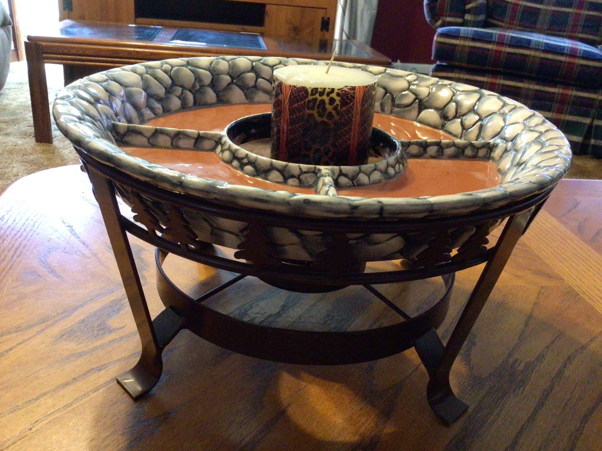 Beautiful 3 piece Tray, Holder & Pillar Candle 🕯️