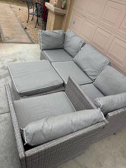 Outdoor Wicker Sectional Sofa Set with Cushions