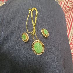 Gold filled set earing necklace and pendant 