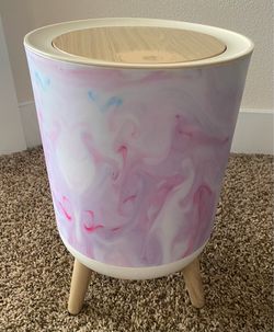 Small Trash Can with Wood Lid and Legs