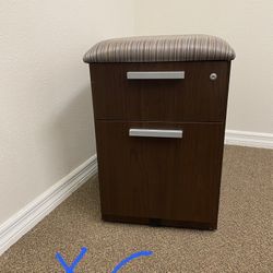 Filling Cabinet With Cushioned Seat On Rollers