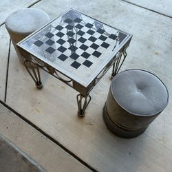 Custom Chess/Checkers Table and Stools