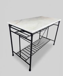 Claire White Marble 5-Piece 55-inch Kitchen Island Set 37”H  x 55”W x 28”D