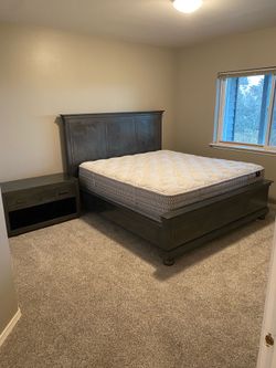 RH bed frame and night stand