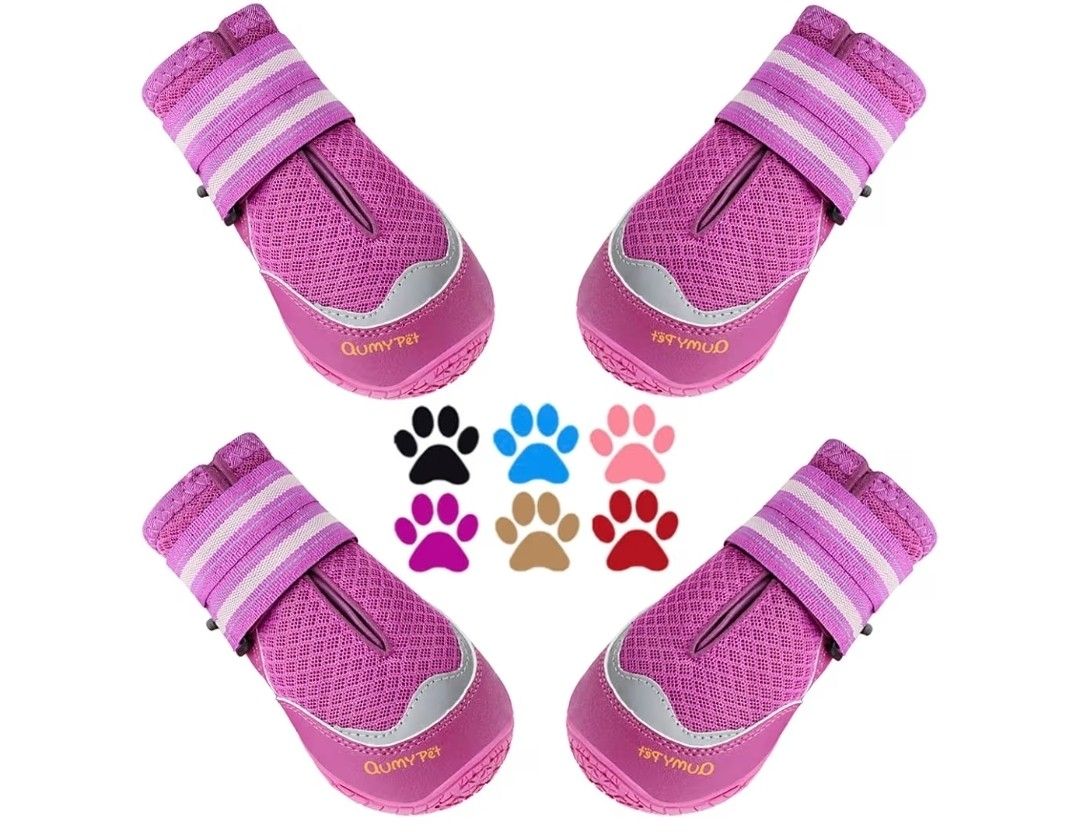 QUMY 4PCS Dog Boots for Large Dogs, Medium Dog