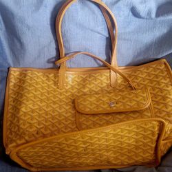 Large Yellow Tote With Attached Wristlet