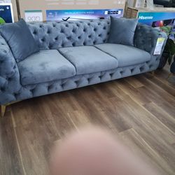 New Velvet Sofa In Grey