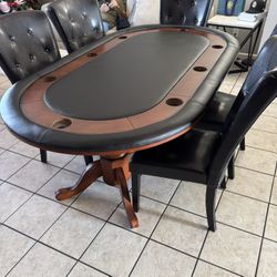 Convertible Poker Table – 5 Chairs Included