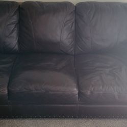 Brown Faux-Leather Sofa