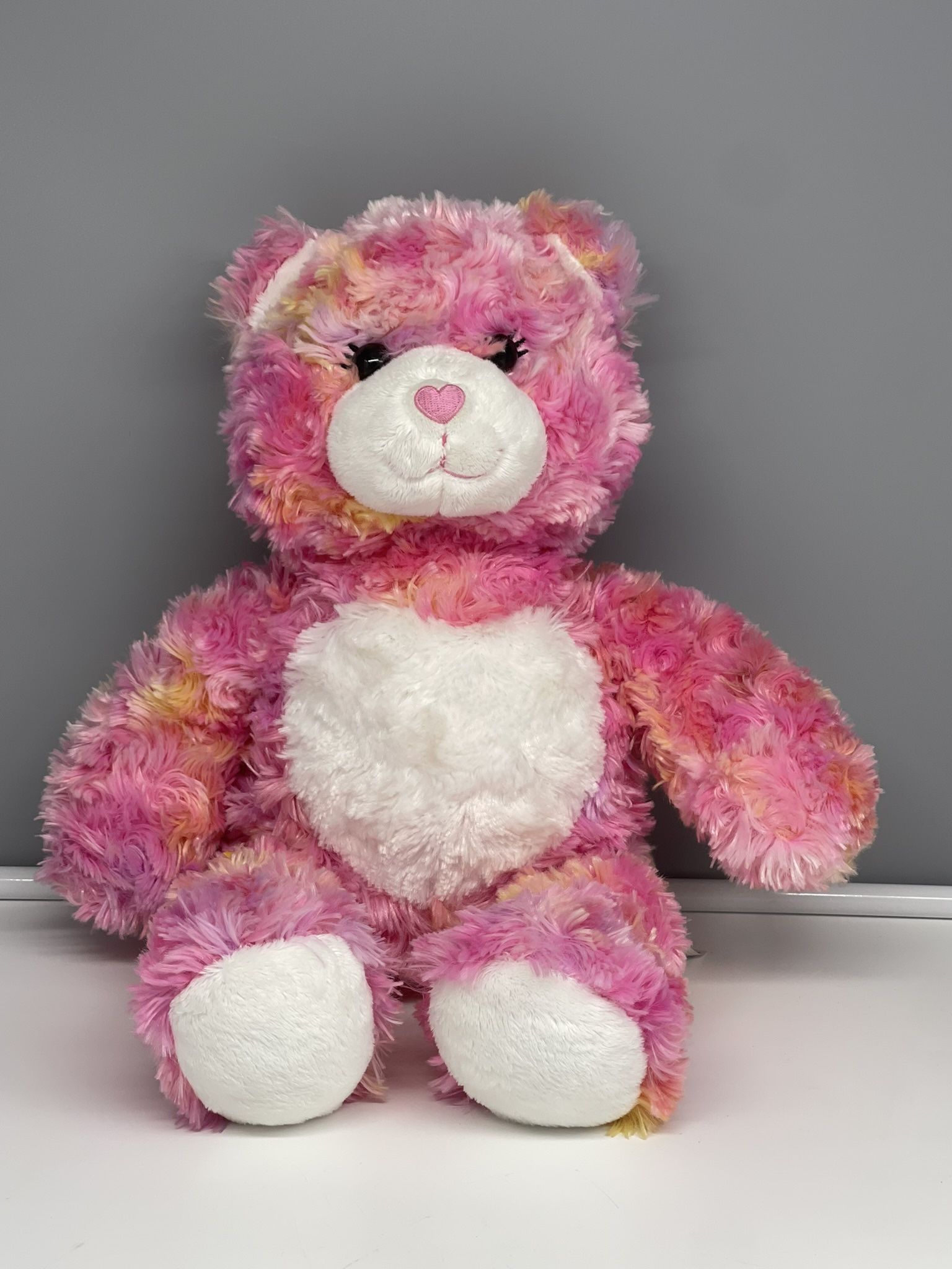 Build A Bear Endless Hugs Sherbet Swirl Pink Tie dye Heart Stuffed Bear 16" 2010