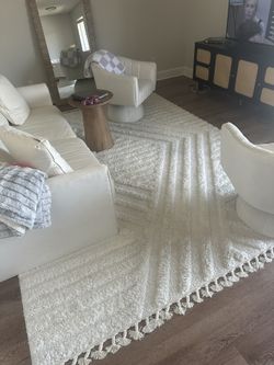 Modern White Area Living Room Rug 