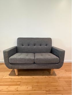 Mid Century Modern Love Seat Sofa Couch Gray - BRAND NEW