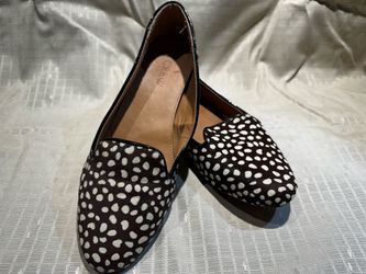J.Crew Women's 7.5 Black/White Spotted Calf HairLoafer Flats Slip-On