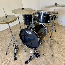 Sound Percussion Bebop Complete Drum set 20” Bass New Quiet Cymbals New Throne Hardware  Sticks Key Bag $335 Cash In Ontario 91762.  12” 15 Toms