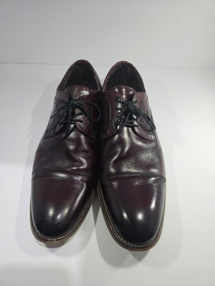 Stacy Adams Red Leather Cap Toe Lace Up Memory Foam Oxfords Dress Shoes 11.5