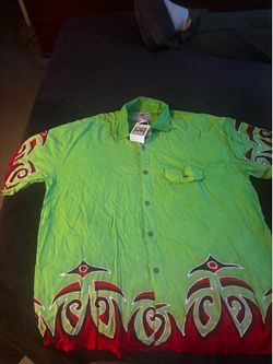 New Men’s Button Down Tribal, Aloha Shirt