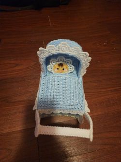 Handmade Plastic Canvas Baby Cradle tissue box