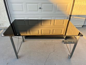 Black glass top desk