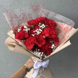 Red Carnations Bouquet Available Today !!!