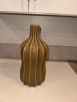 Green Glazed Ceramic Textured Vase