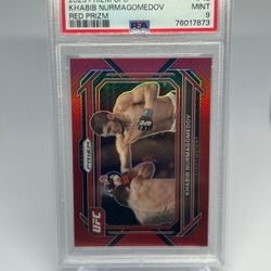 2023 UFC Prizm Red Khabib “The Eagle” Nurmagomedov Numbered 004/199 SLAB PSA 9