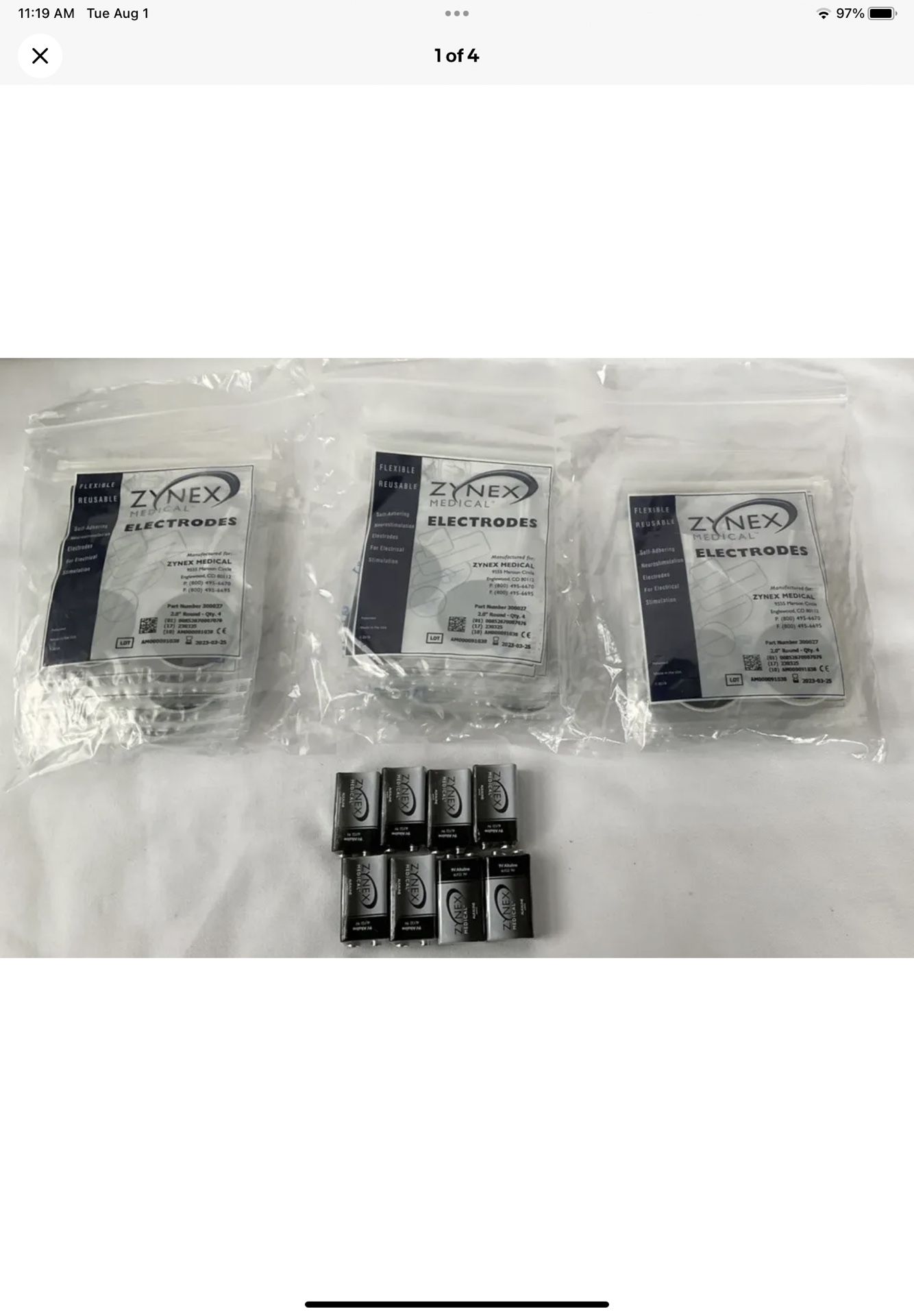 ZYNEX Medical NexWave Tens Machine Supplies / 30 Electrodes / 8-9V Batteries New !!!
