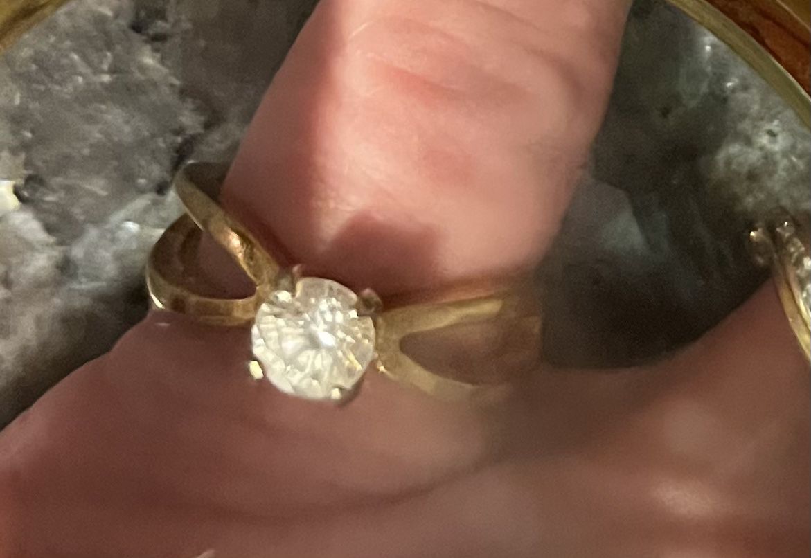 Engagement- Wedding Ring Gold Toned Cubic Zirconium size 7