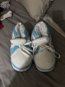 Blue And red Jordan slippers 