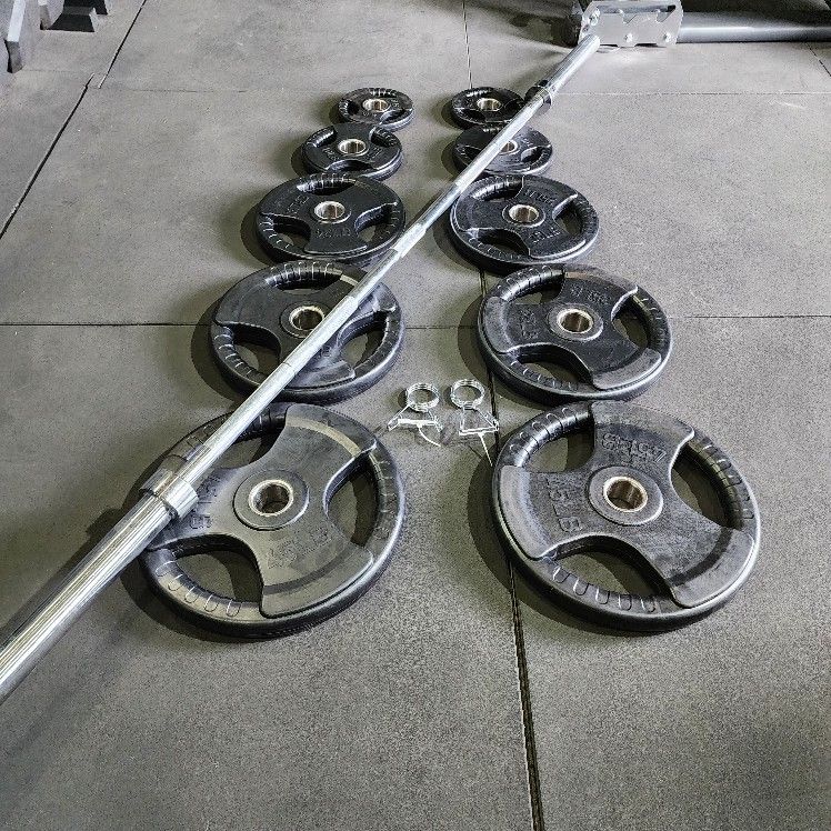 Vesta Olympic Grip Weight Plates 240lbs Full Set 7ft 45lbs Olympic