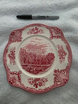Red Transferware Belvoir Castle Decorative Plate