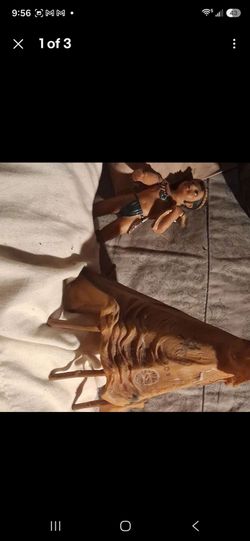 Egyptian Cleopatra Figurine and Wood Carving